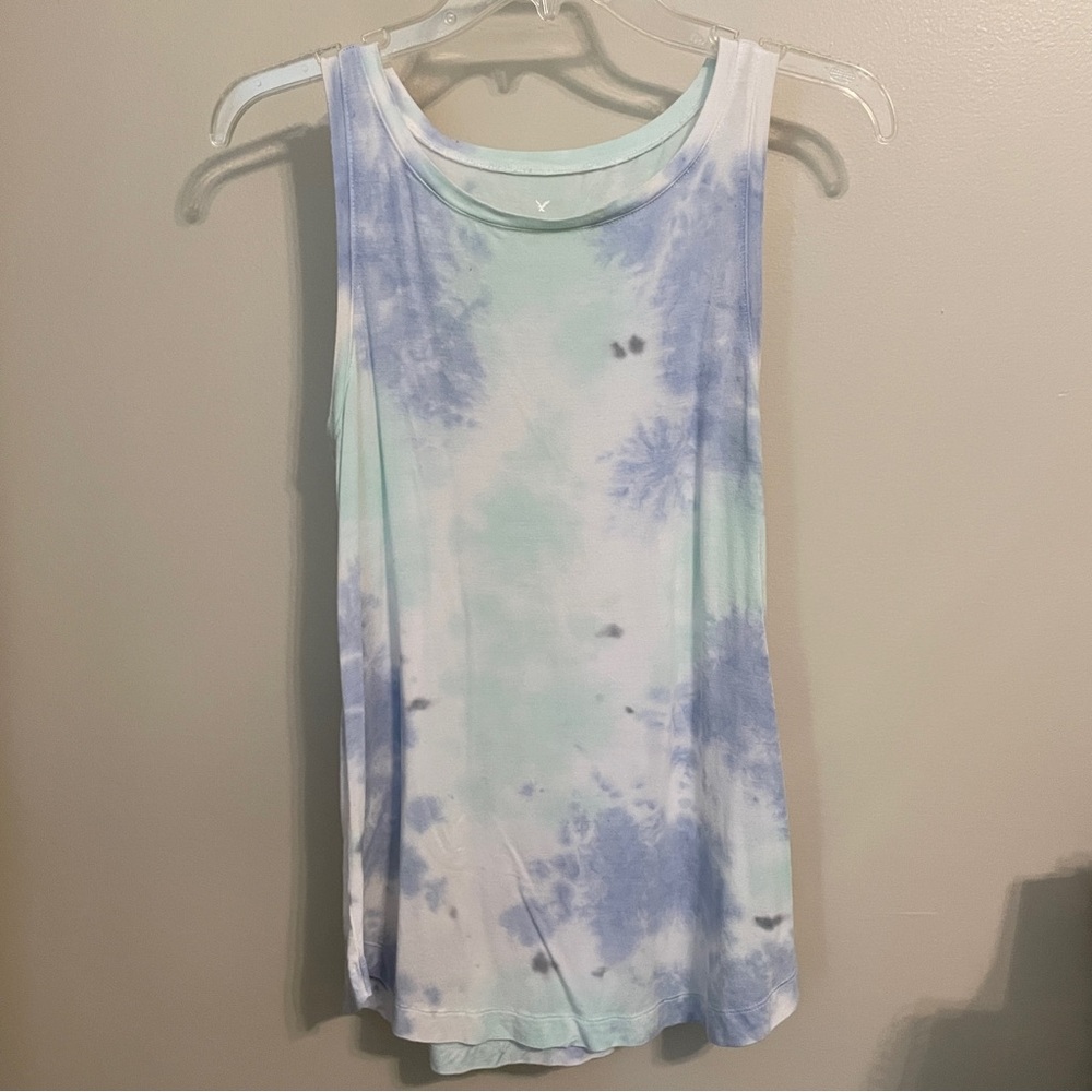American Eagle Outfitters Tie-Dye Tank Top - Blue and White